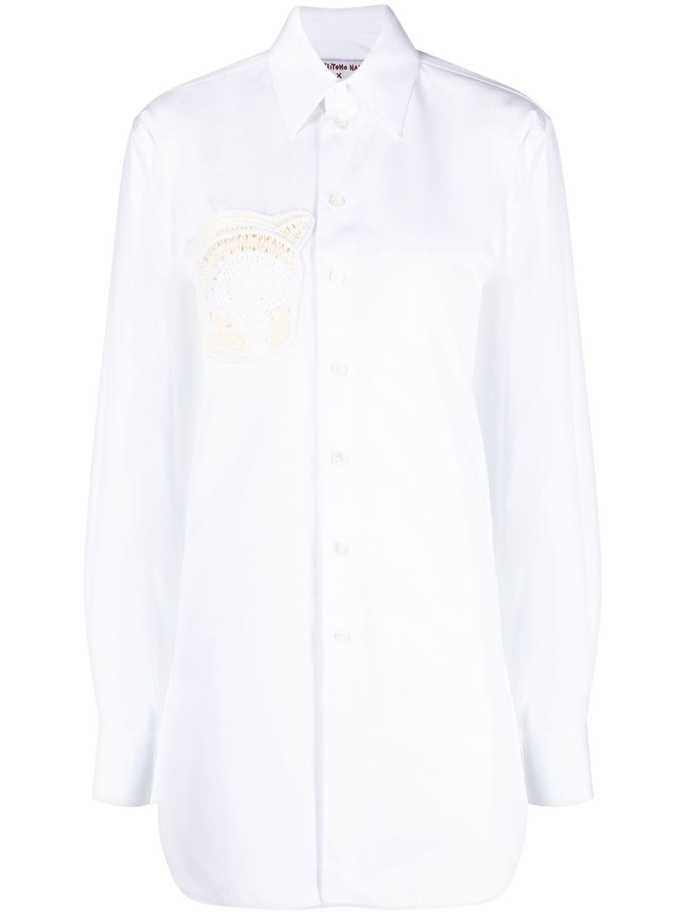 Crochet-patch long-sleeve shirt - White