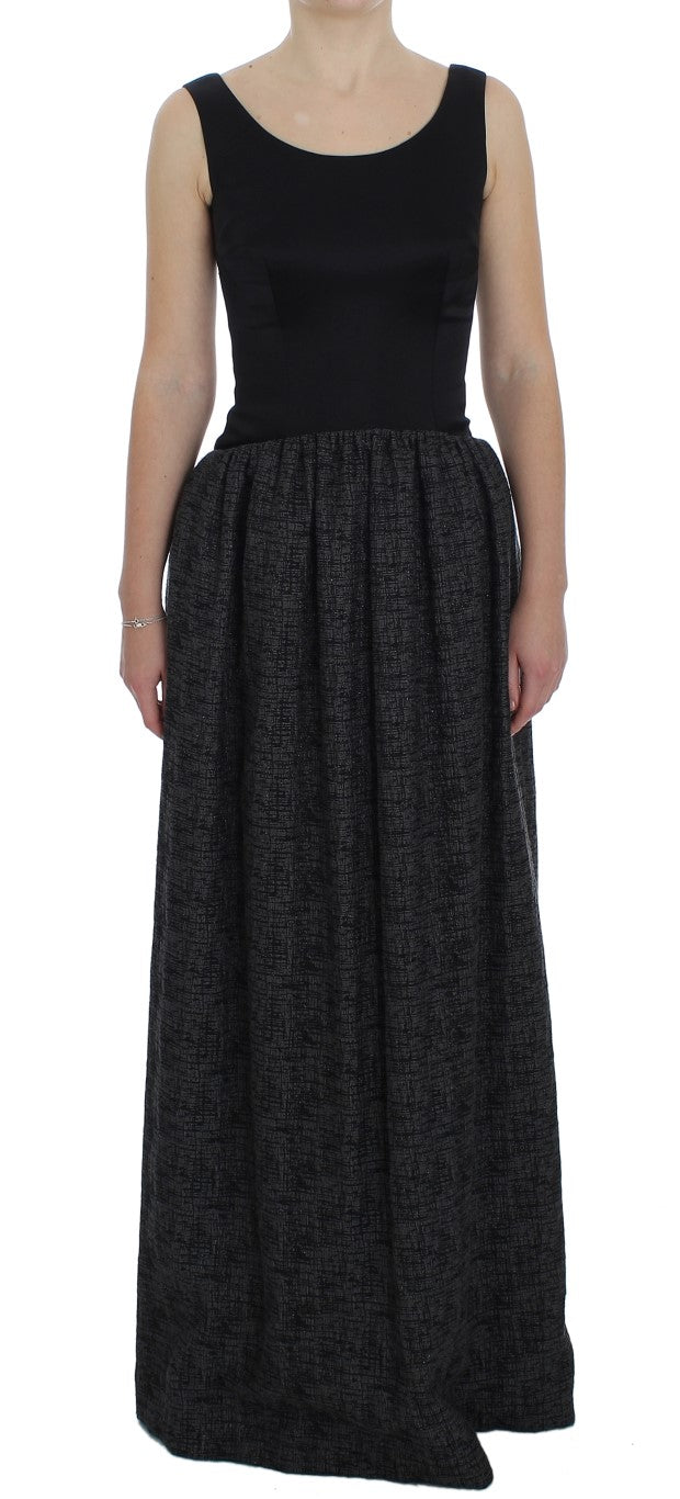 Rayon Sheath Gown Dress — Black