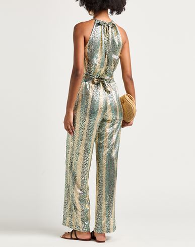 Woman Jumpsuit Green Size 6 Polyester, Metallic fiber