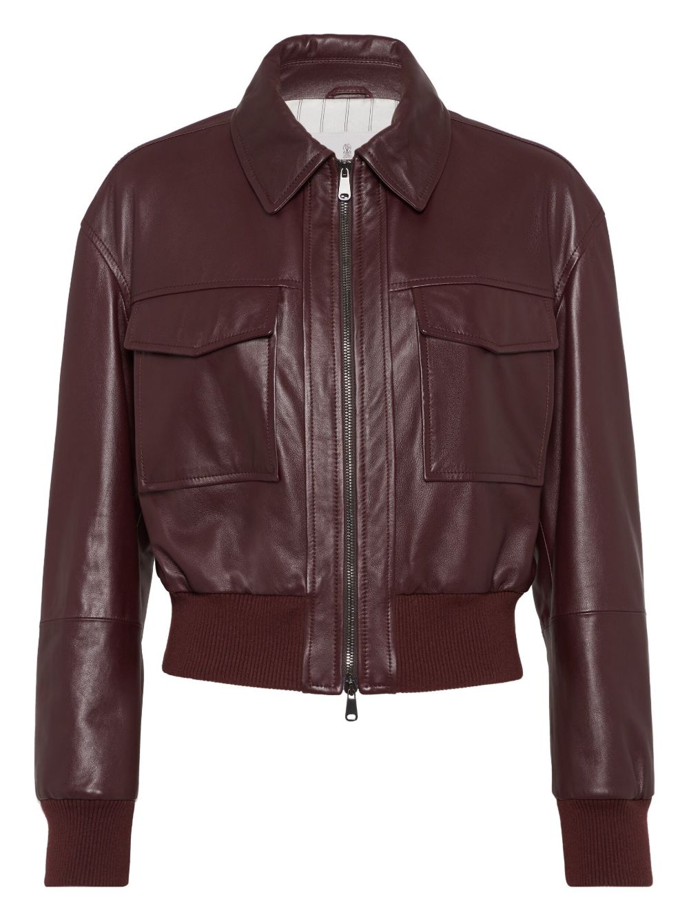 Leather flap-pocket jacket - Red