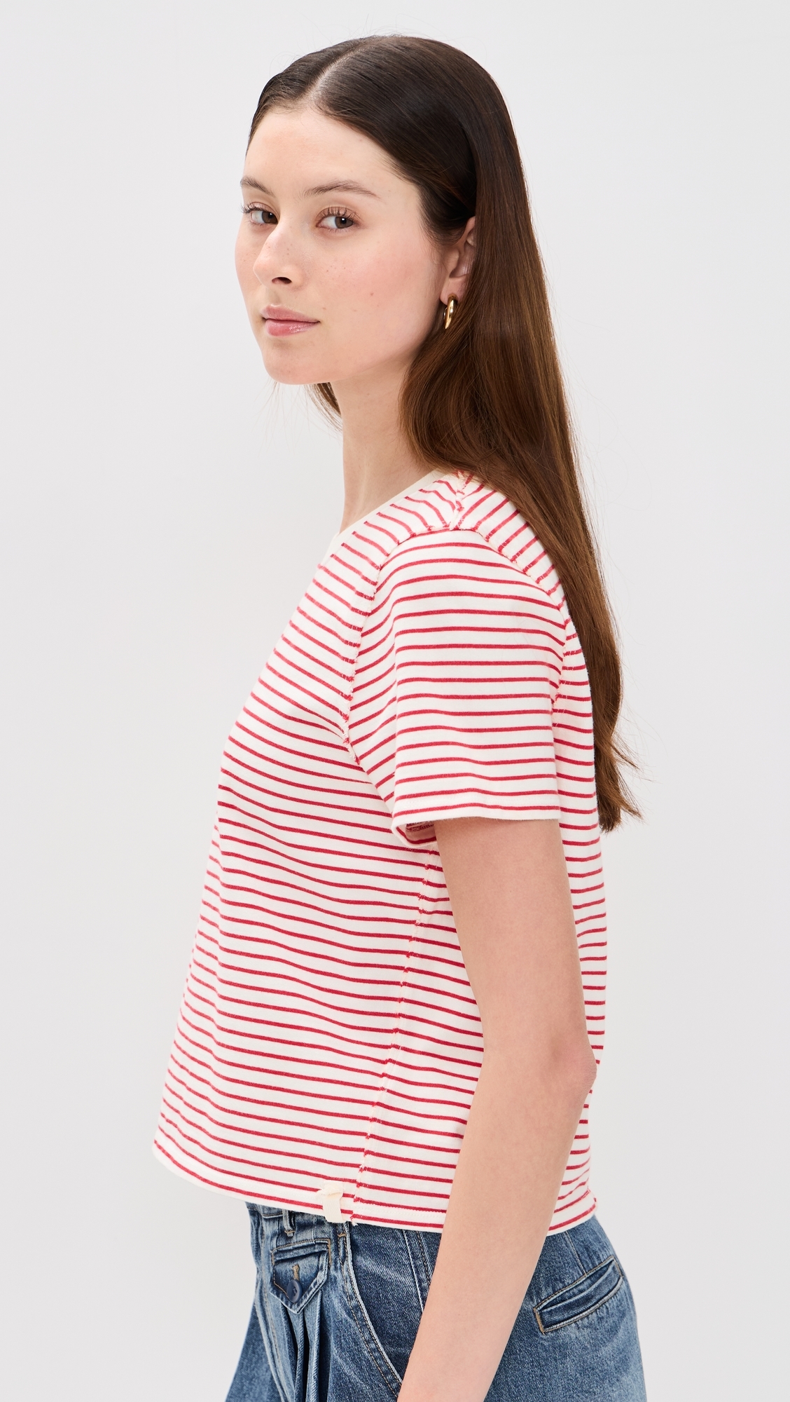 Free People Everyday Tee Stripe Ivory Combo