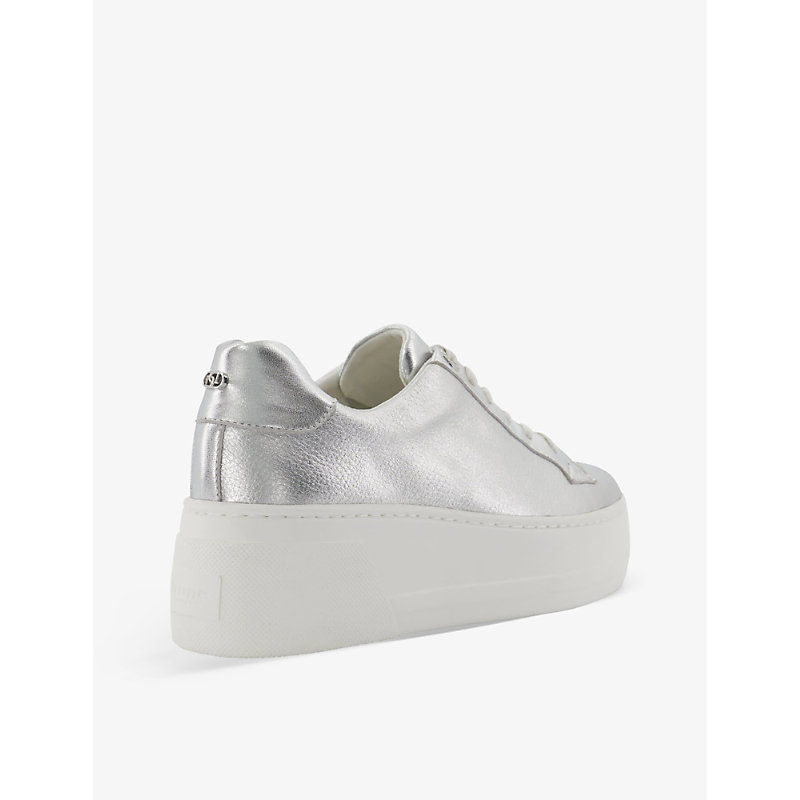 Womens Silver-leather Episode Logo-embellished Metallic-leather Low-top Trainers