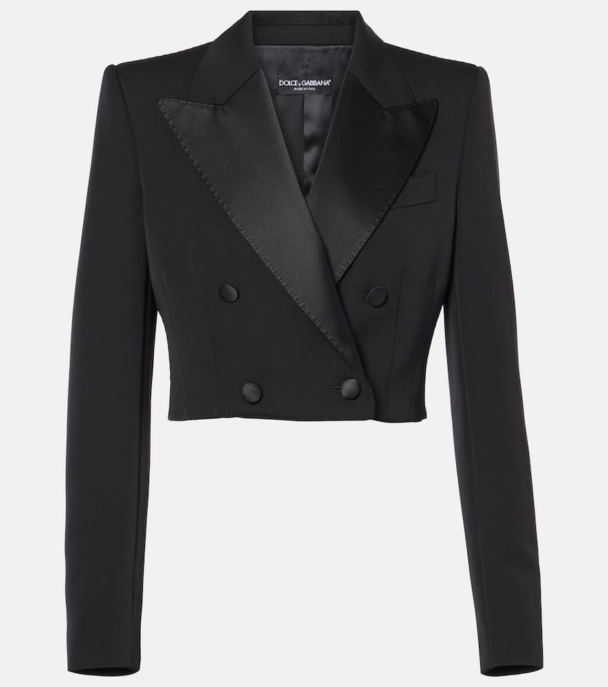 Cropped cotton-blend tuxedo jacket