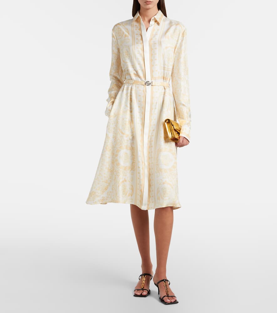 Barocco silk twill shirt dress