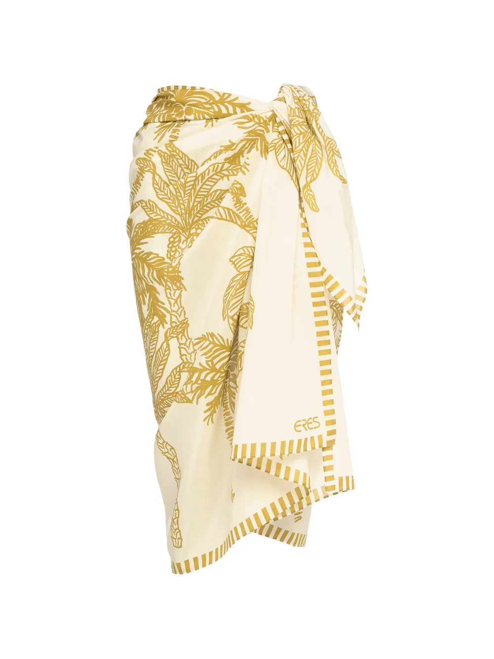 Jungle-Print Cotton-Silk Sarong — Cream