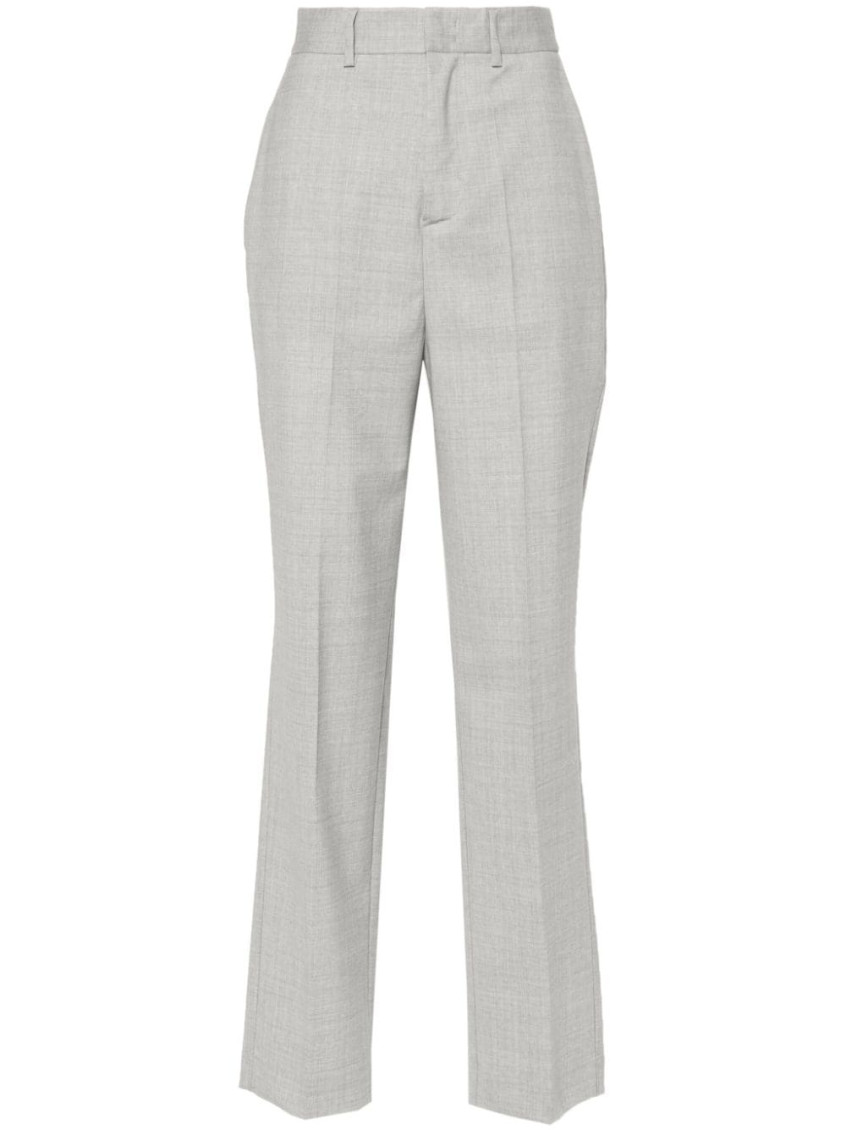 Grey high-waisted tailored trousers