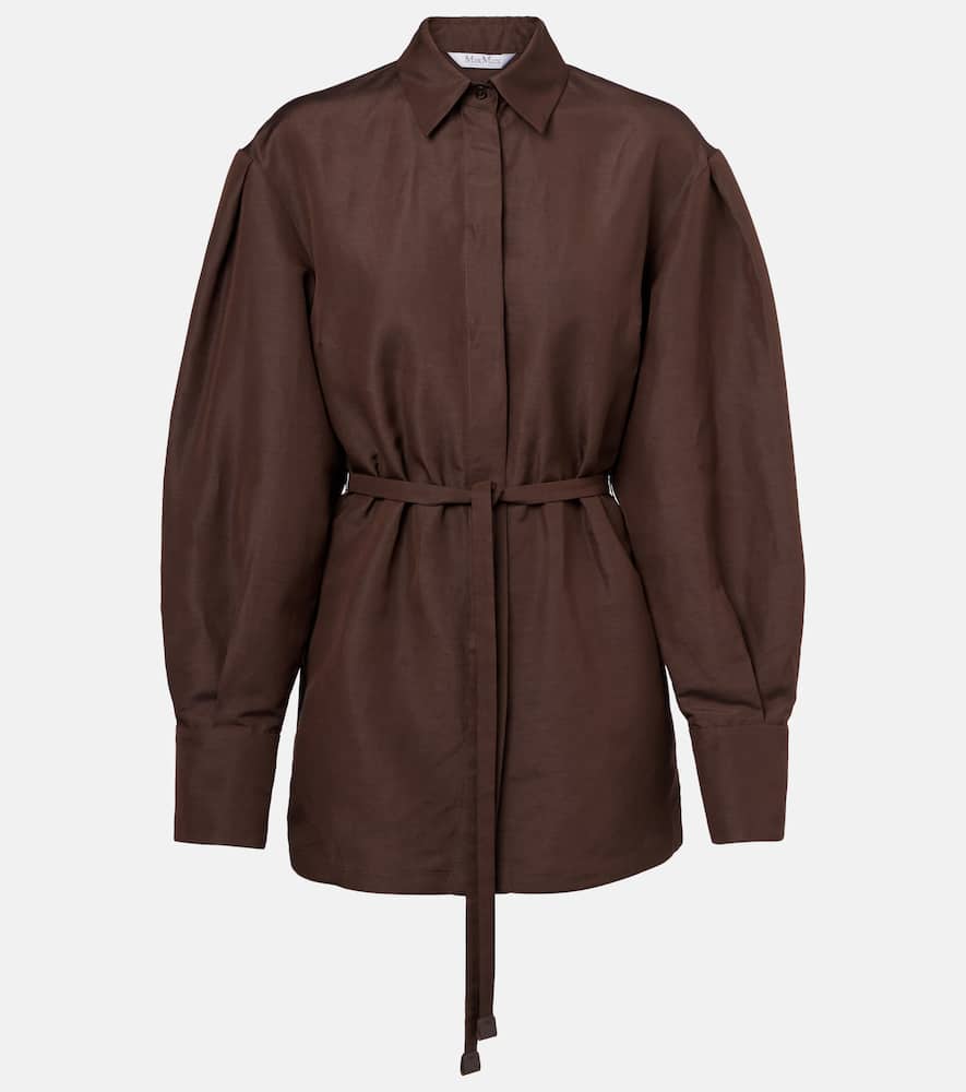 Affari belted linen and silk shirt