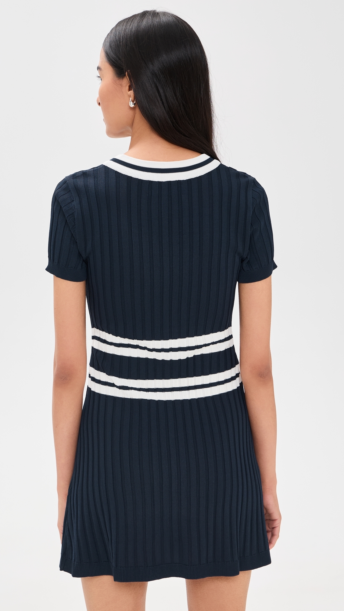 Knit Pleated Dress Navy
