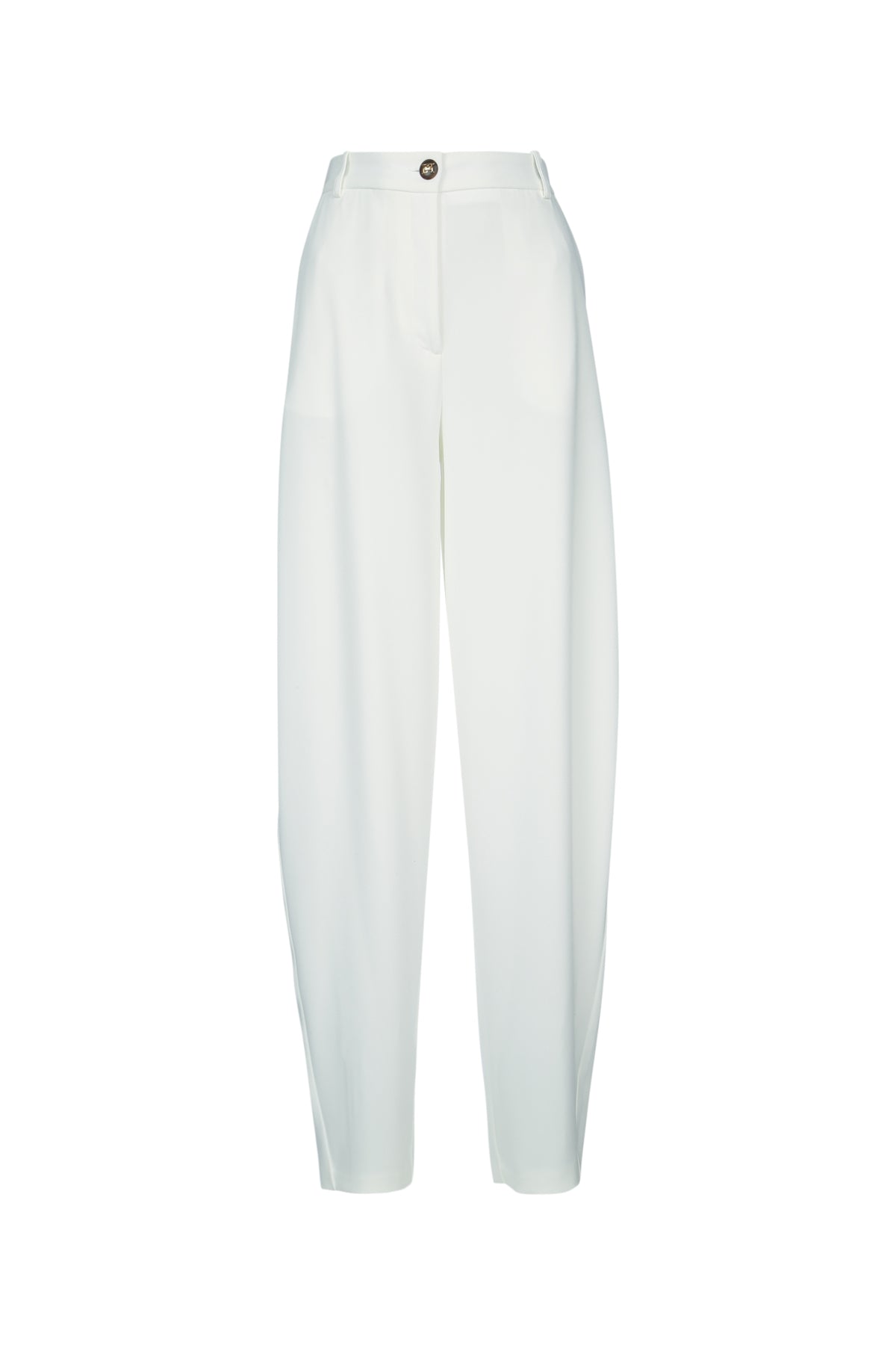 High-Waisted Pleated Trousers — White