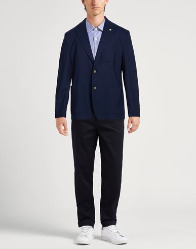 Man Blazer Blue Size 46 Wool, Elastane