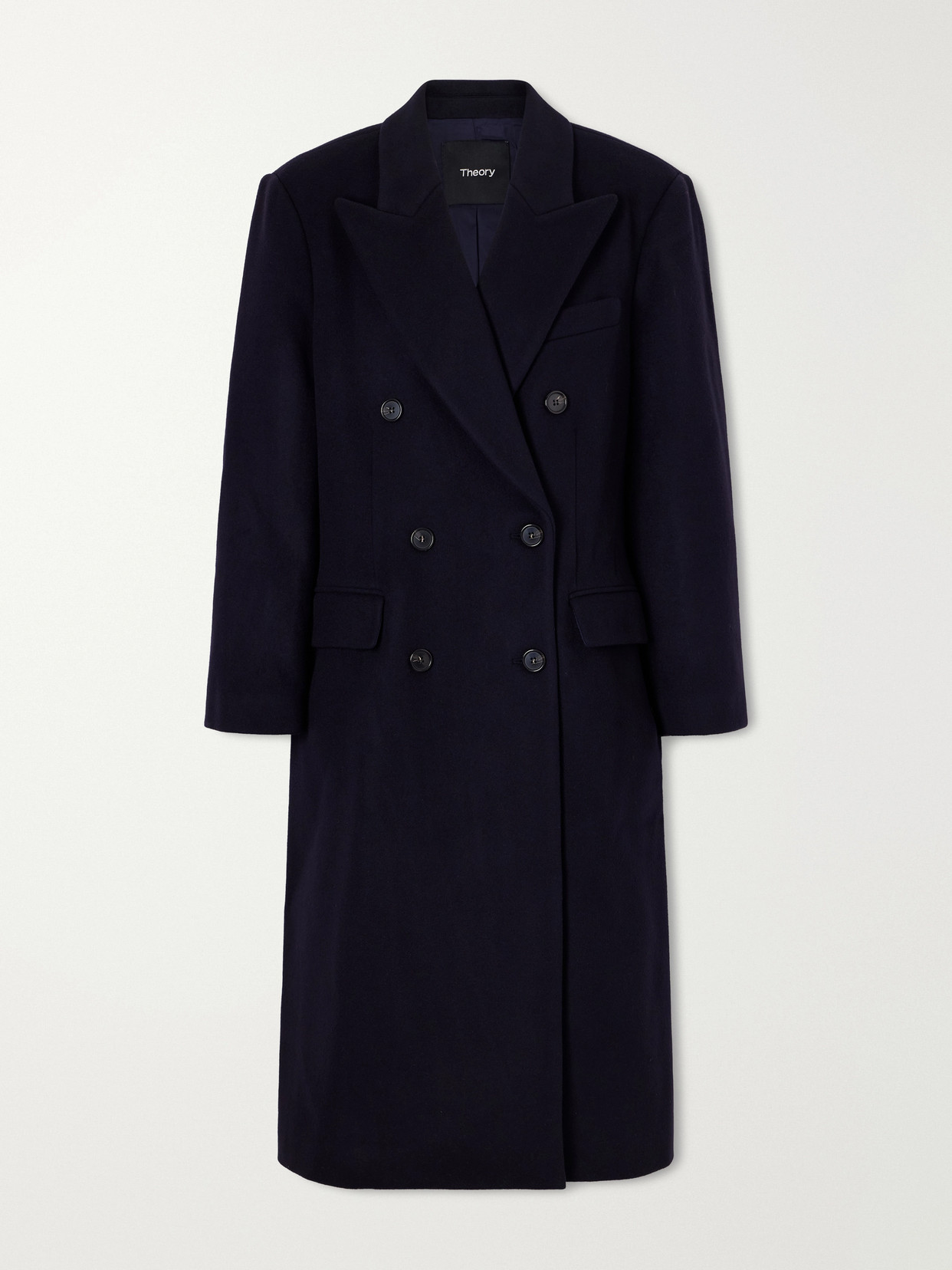 Double-breasted Wool-blend Coat - Blue