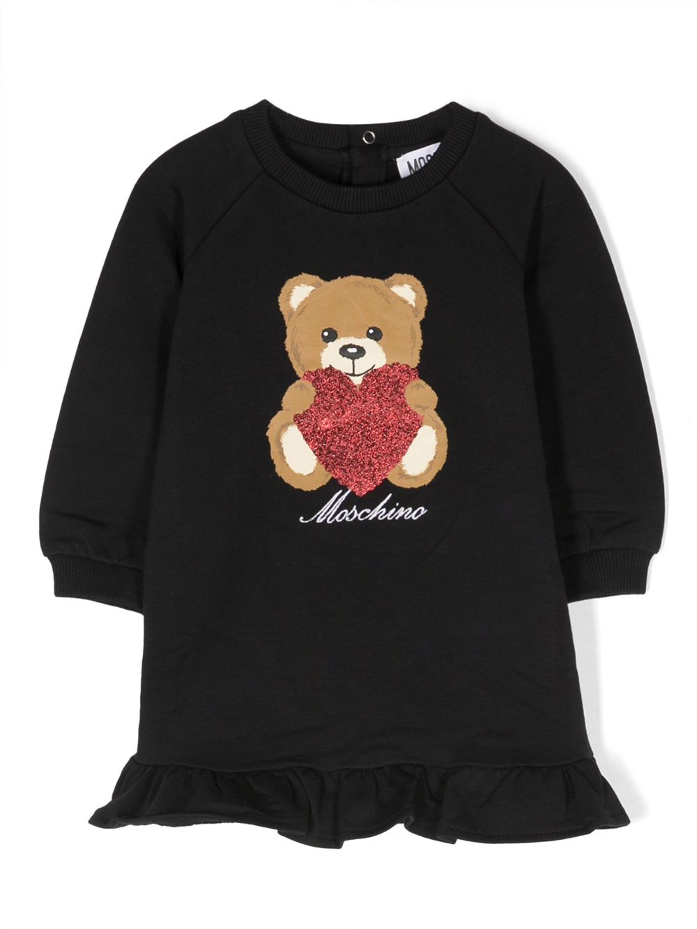 Logo-print long-sleeve dress - Black