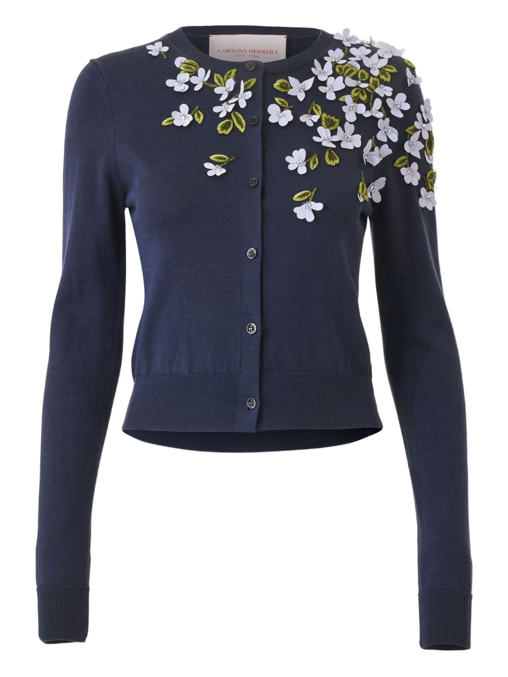 Floral-appliqué cardigan - Blue