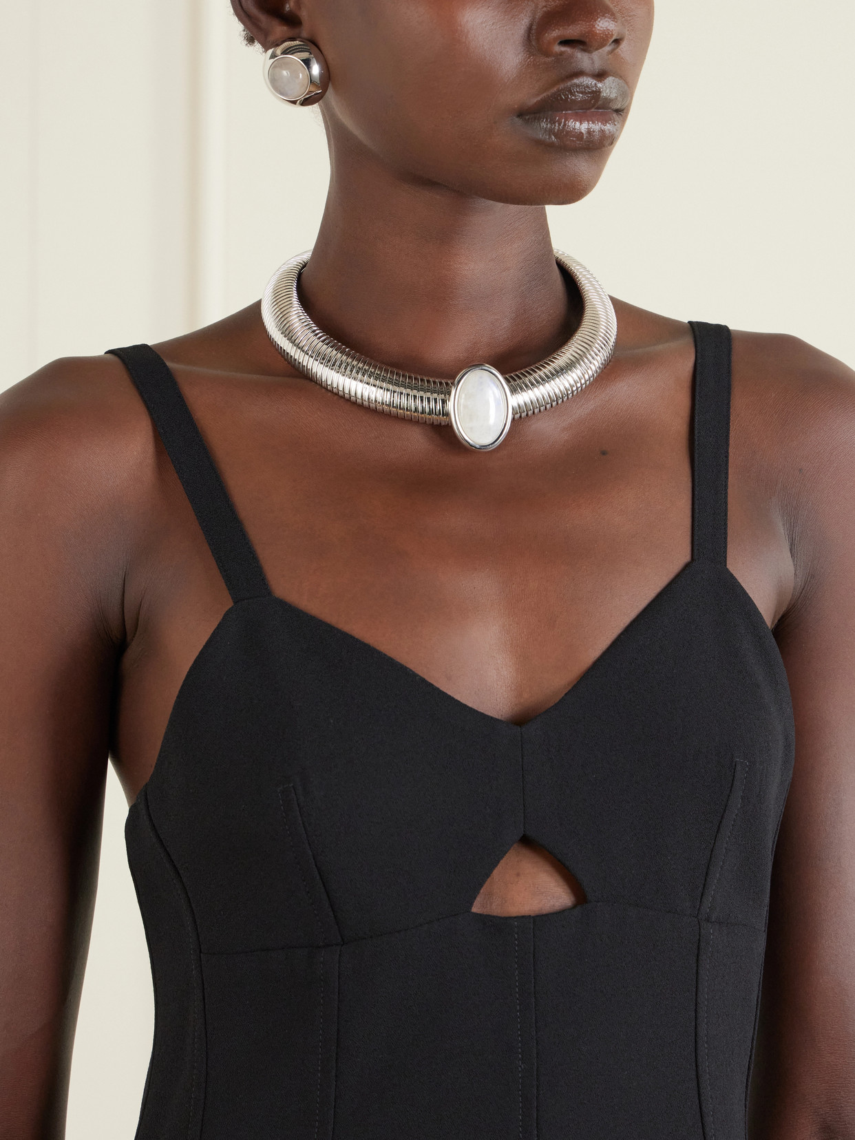 Opyum Rhodium-plated Moonstone Necklace - Silver
