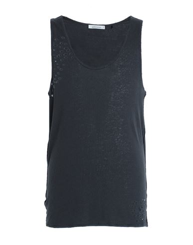 Man Tank top Charcoal Size M Linen, Viscose