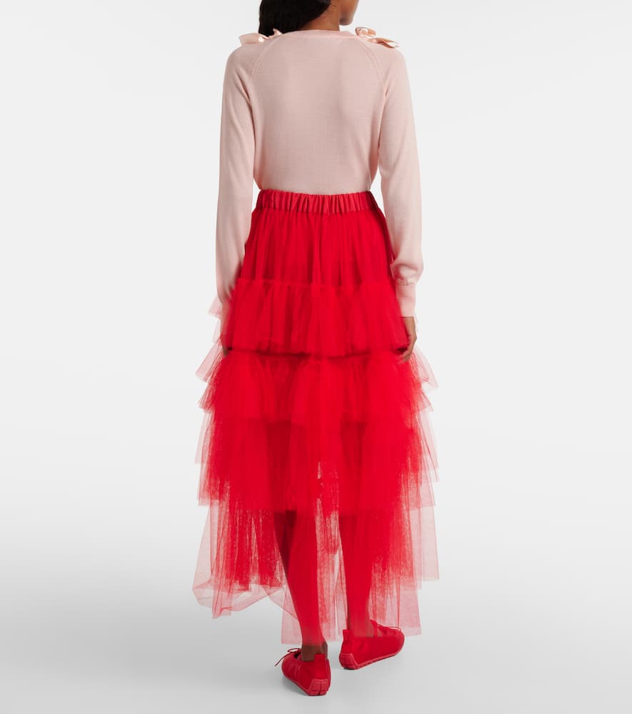 Tiered tulle midi skirt