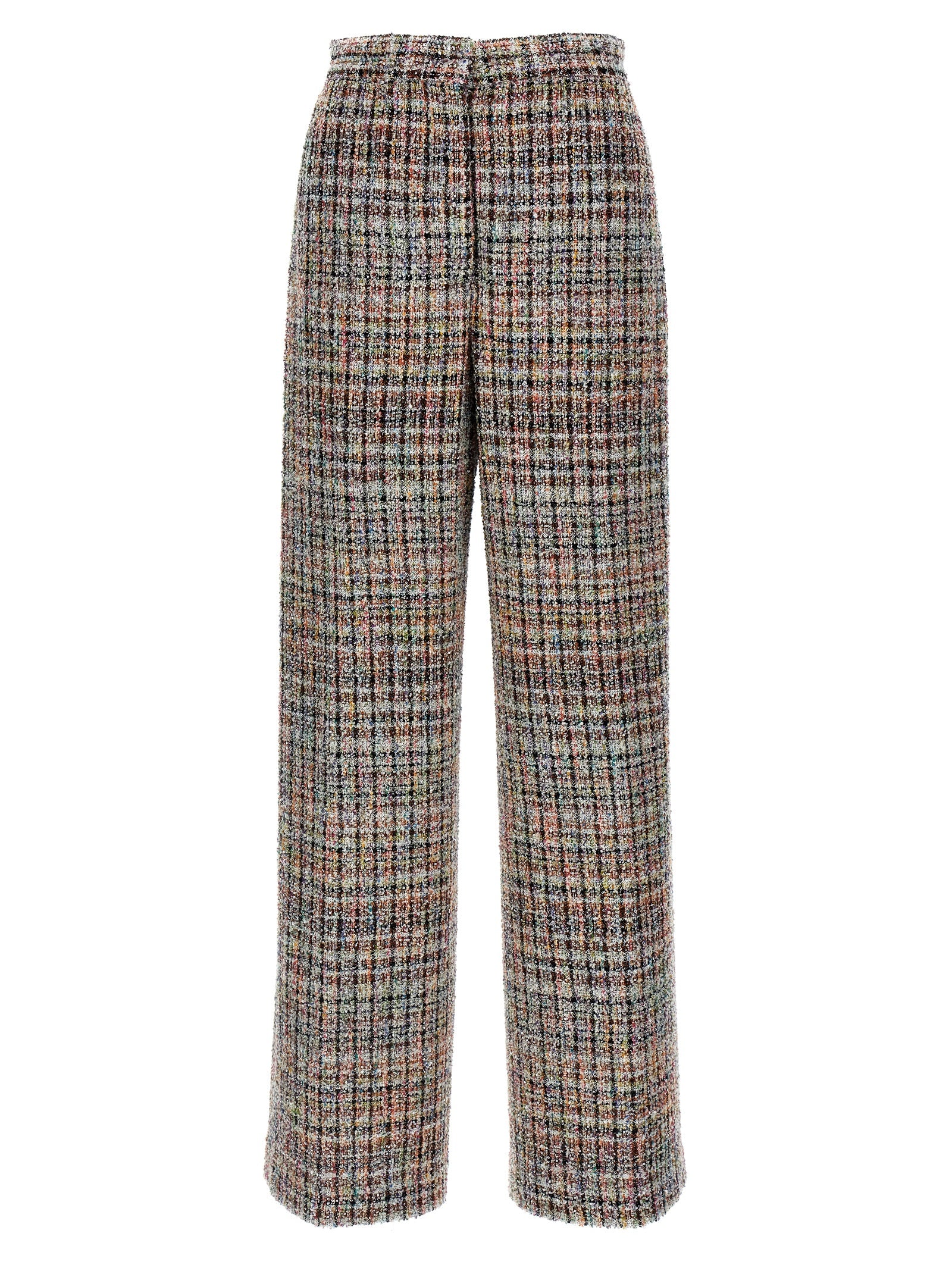 Bouclé Wool Blend with Sequin Detail Trousers — Multicolor