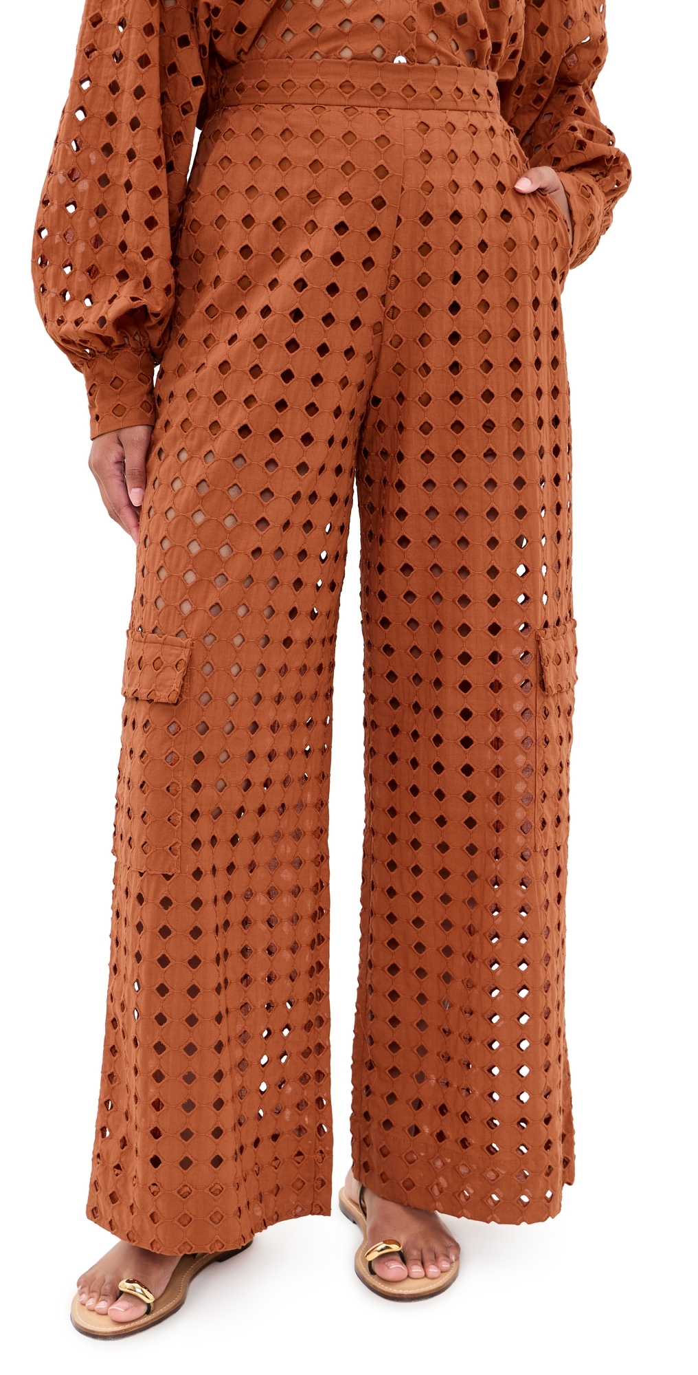 Brown Castanha Eyelet Cargo Pants Brown Castanha