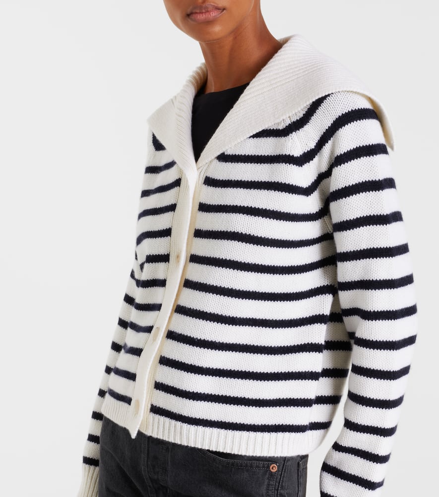 Striped wool and cashmere cardigan