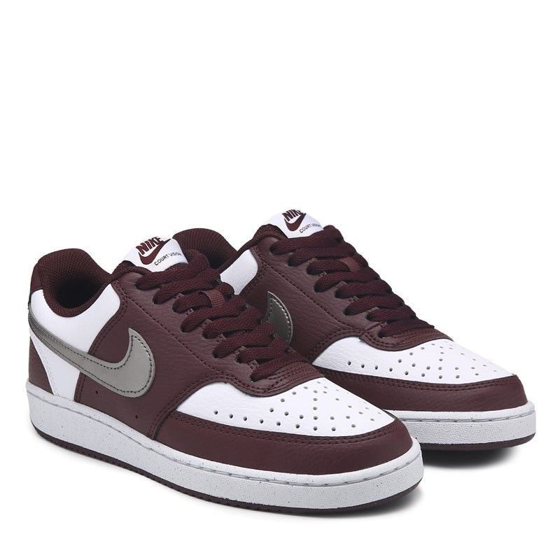 Women's Court Vision Low Sneakers (White/Burg/Silver)