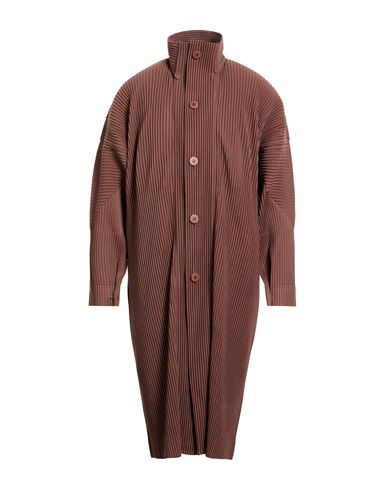 Homme Plissé By Issey Miyake Man Overcoat & Trench Coat Brown Size 1 Polyester
