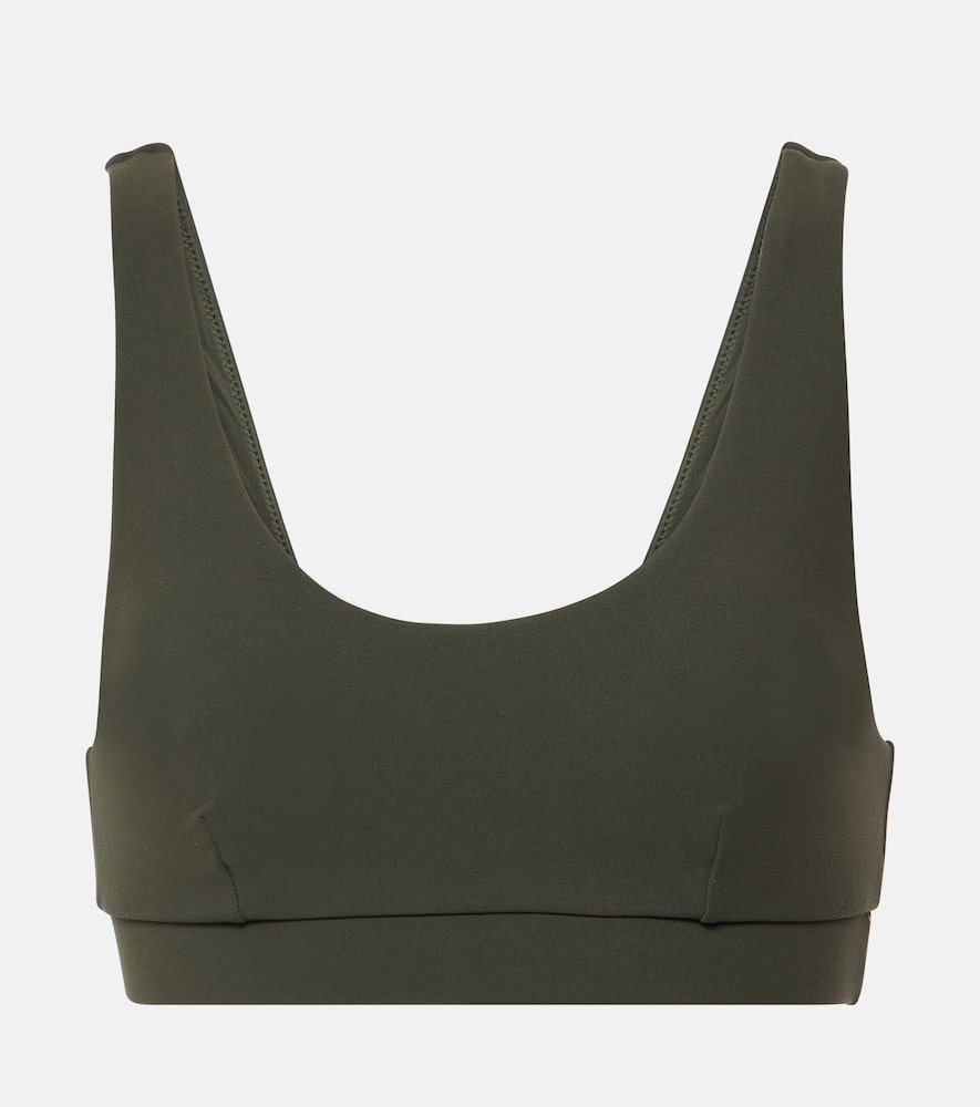 The Upside Peached Daisy logo sports bra