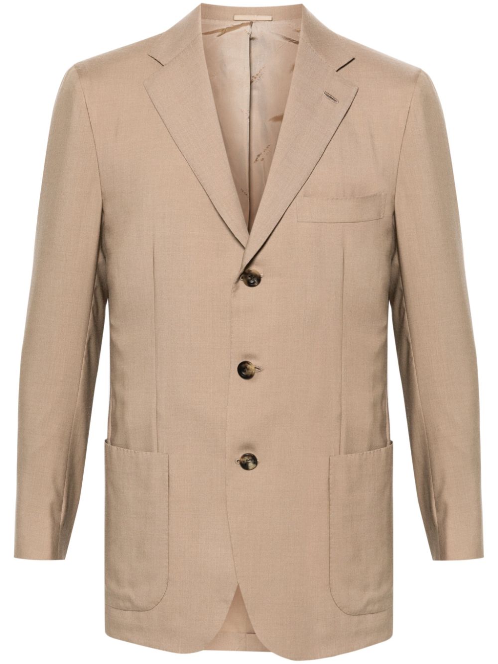 Single-breasted cashmere-blend blazer - Brown