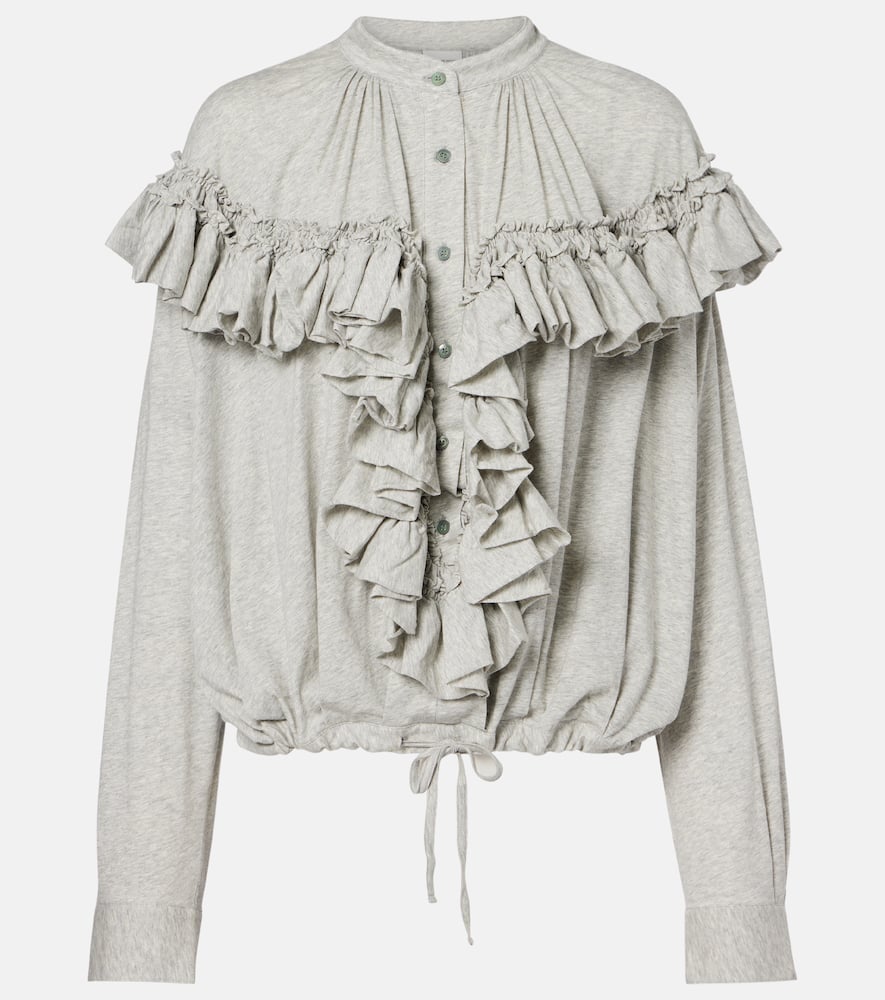 Ruffled cotton jersey blouse