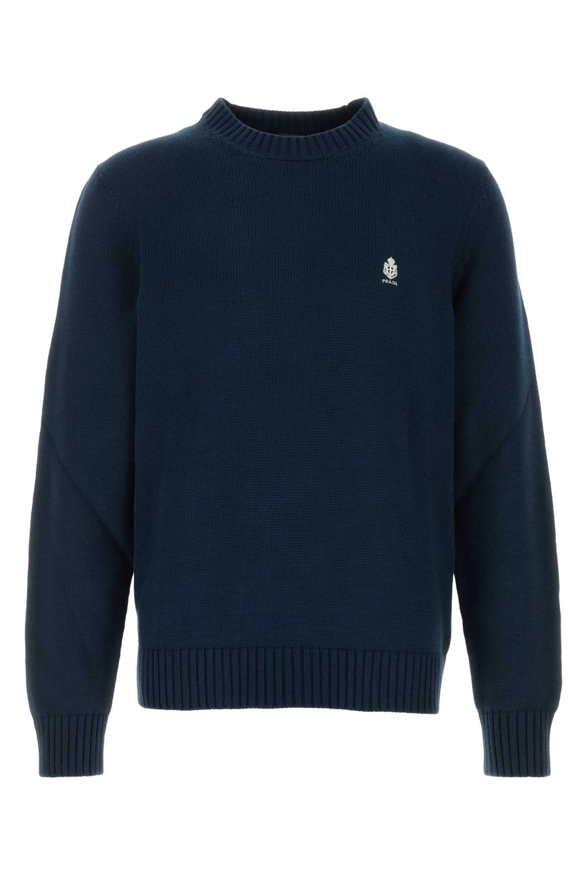 Cotton Crew-Neck Sweater — Navy