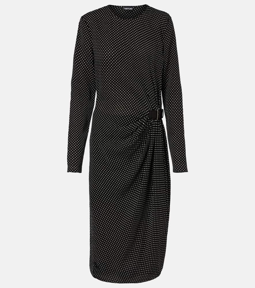 Polka-dot silk midi dress