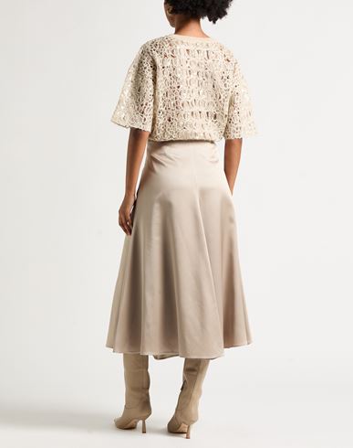 Woman Midi skirt Taupe Size 6 Silk