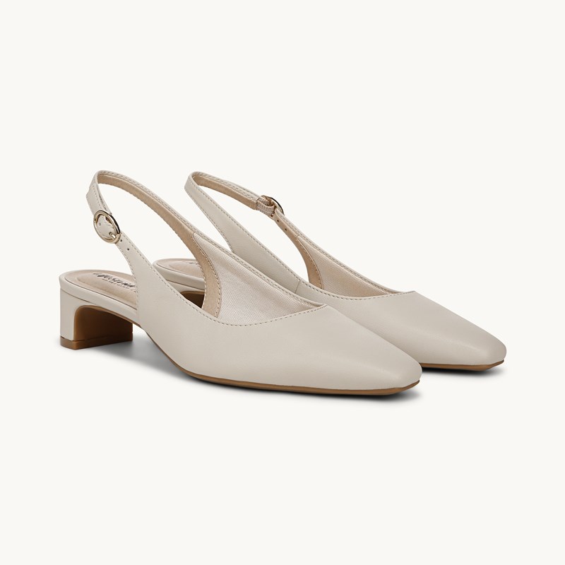 Stride Lorena Slingback Shoes Pebble Taupe Faux Leather