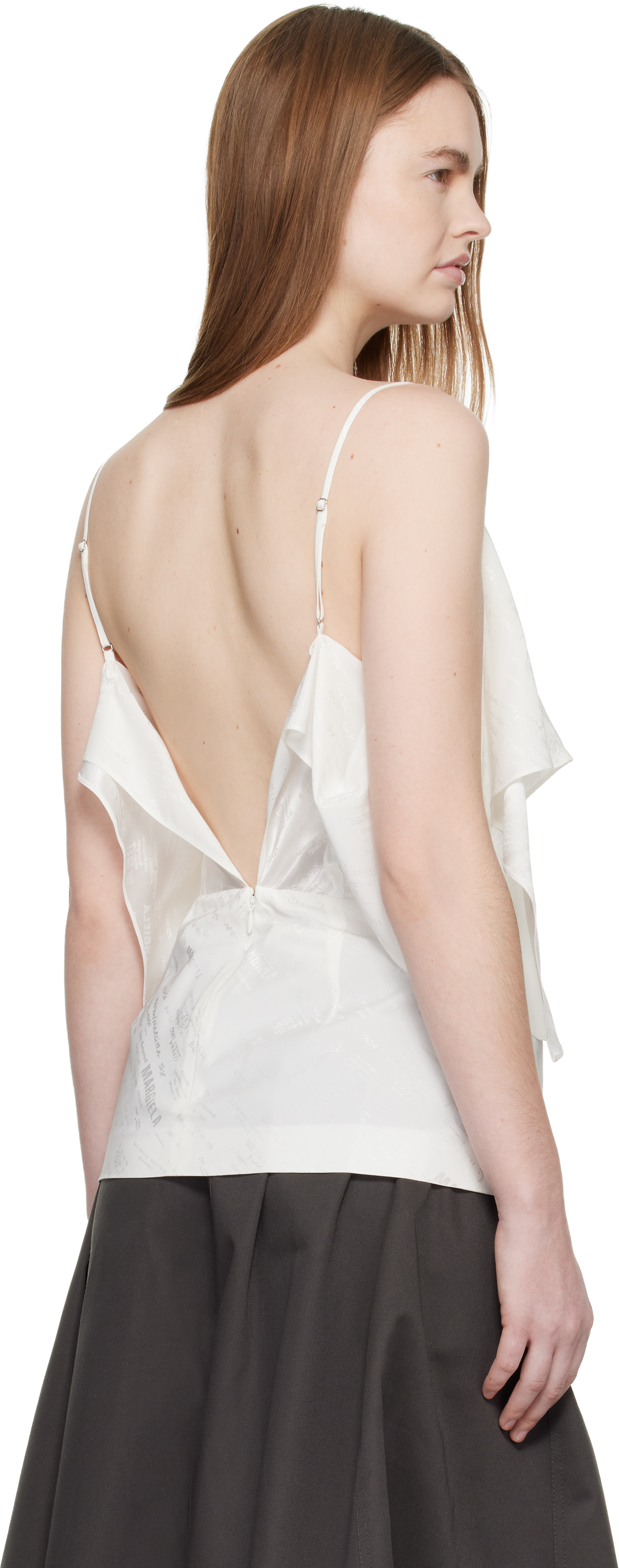 Off White Folded Jacquard Camisole