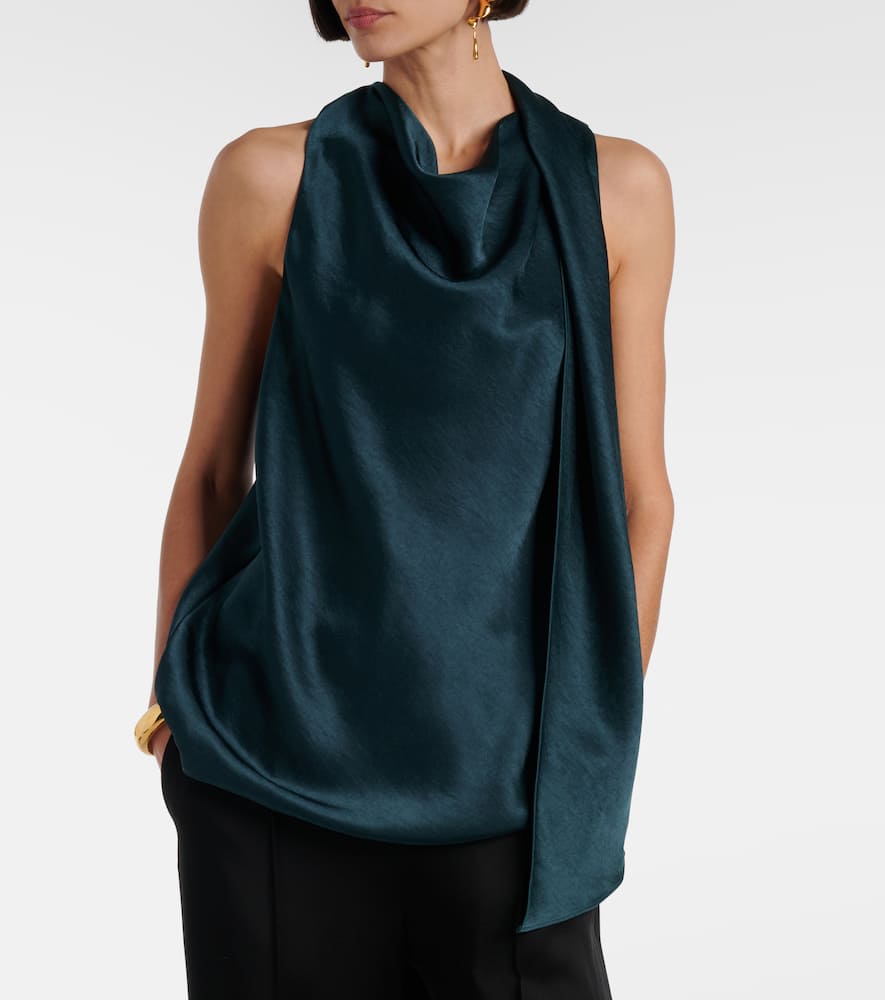 Scarf-detail satin top