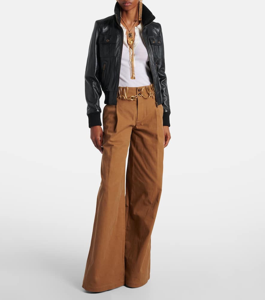 Chloé High-rise cotton canvas wide-leg pants