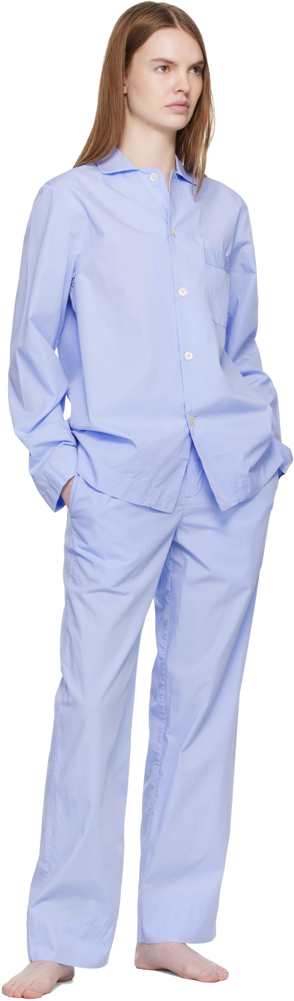 Blue Poplin Pyjama Pants