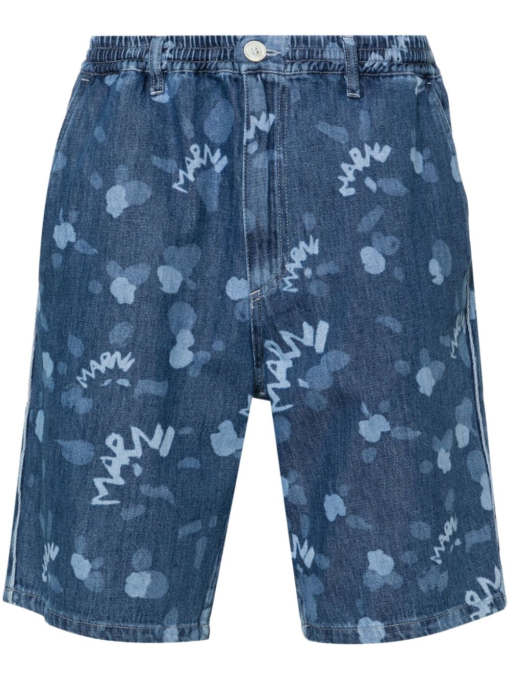 All-over logo-print denim shorts - Blue