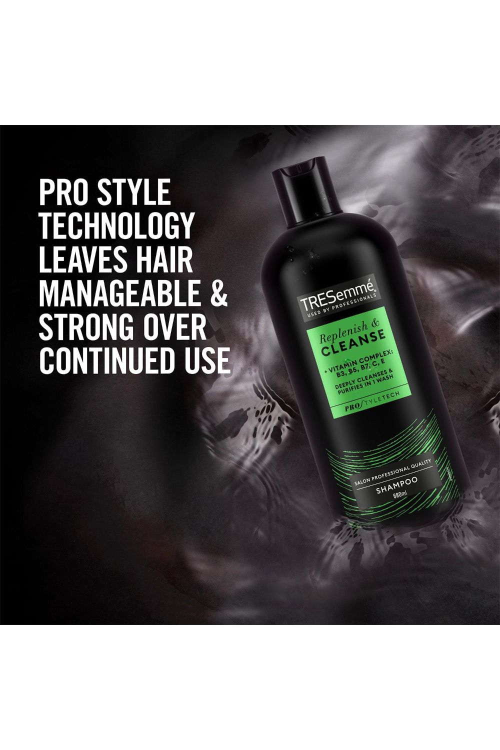 Tresemme 'shampoo' Replenish & Cleanse With Vitamins Complex B, C & E, 2 Pack Of 680 Ml In Black