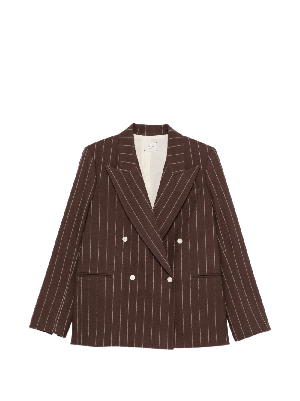 Pinstriped Wool Blazer — Brown