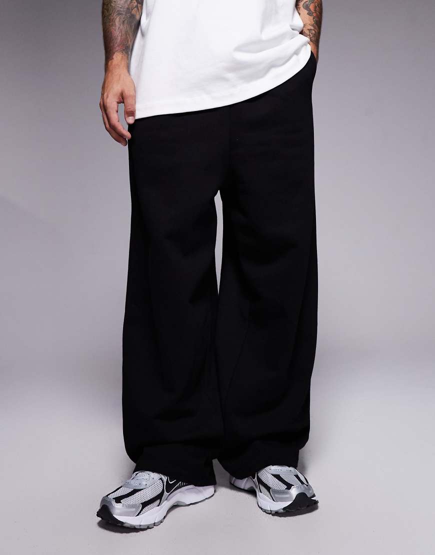 Premium heavyweight oversized balloon joggers in 400 gsm black