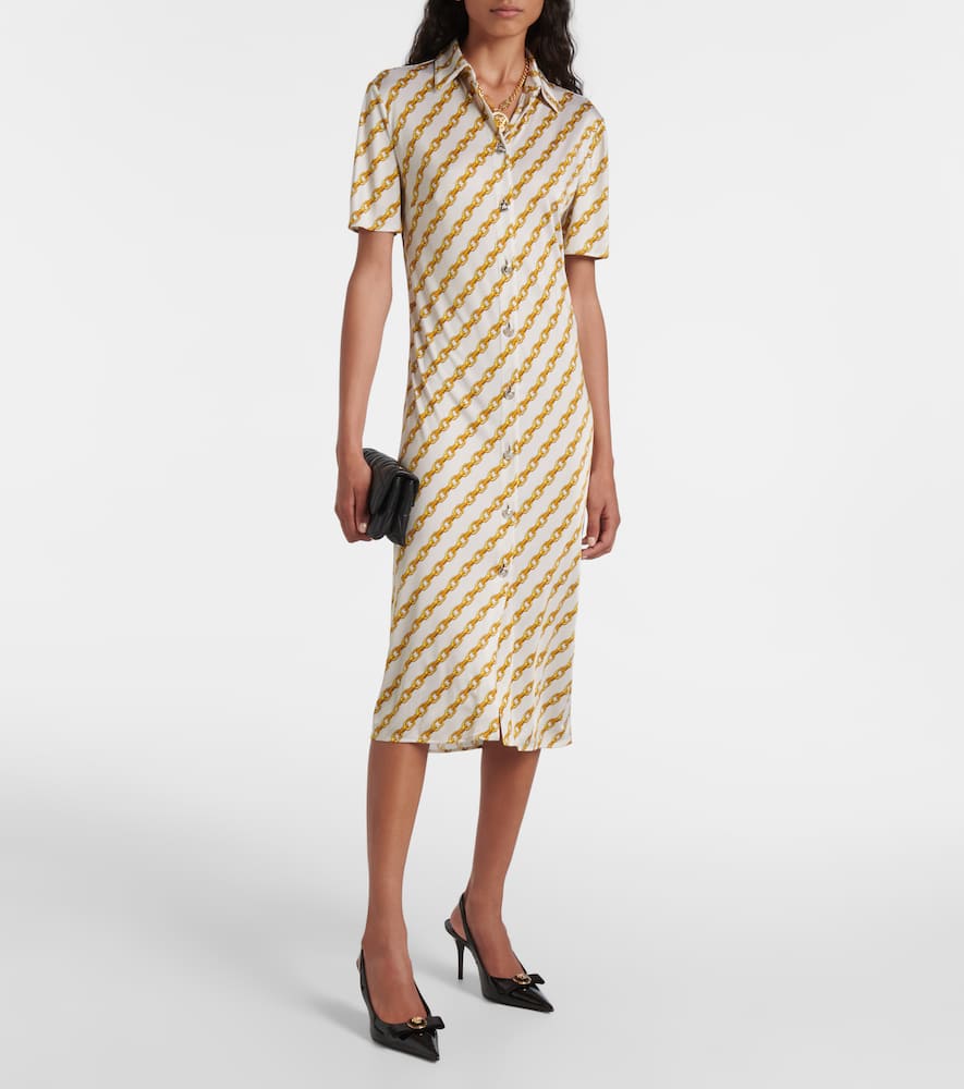 Chain Stripe satin shirt dress