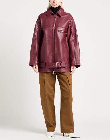 Woman Jacket Burgundy Size 4 Lambskin