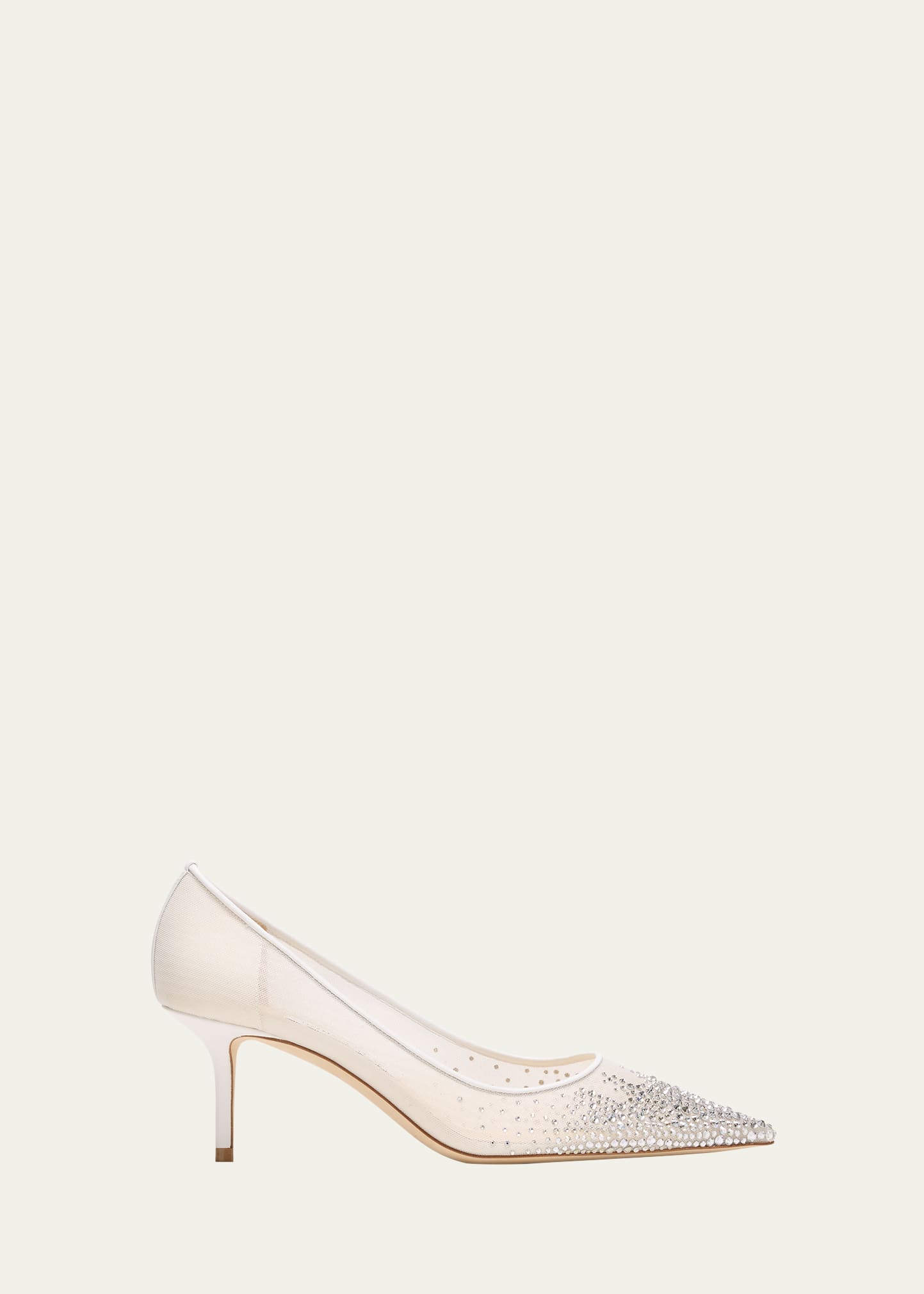 Love Embellished Mesh Kitten-Heel Pumps