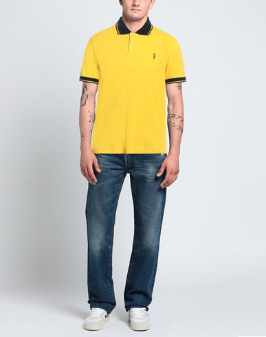 Man Polo shirt Yellow Size S Cotton, Elastane