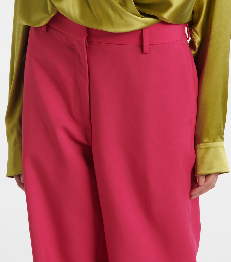 Wool and mohair twill straight pants