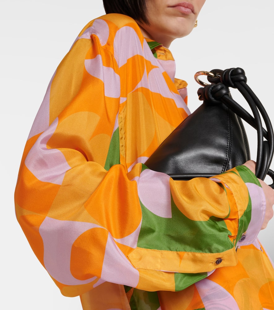 Printed silk pongee shirt dress