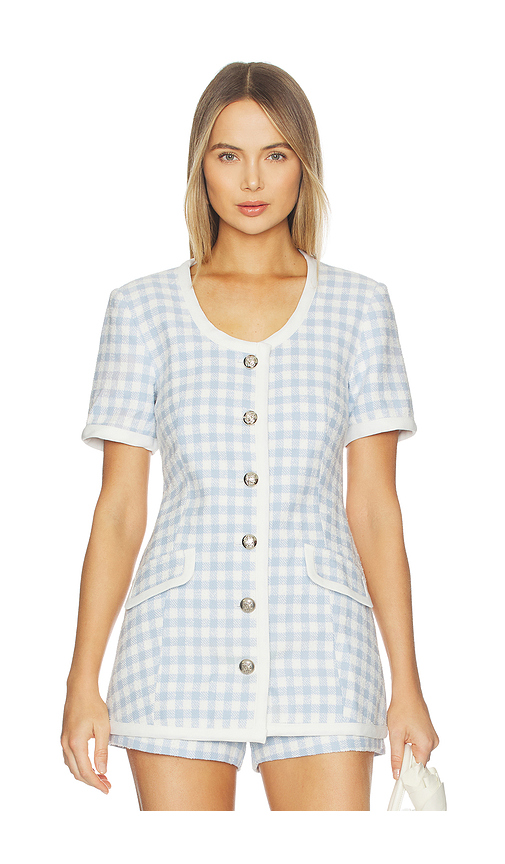 Maude Club Frances Jacket in Light Blue Gingham in Blue. - L also in M