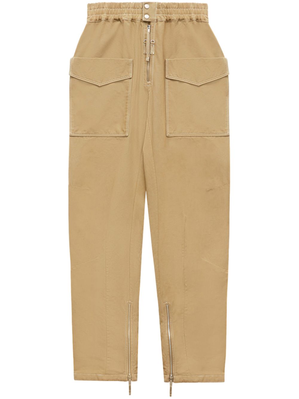Zip-detail cargo trousers - Neutrals