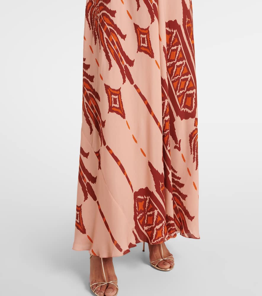 Printed halterneck silk gown