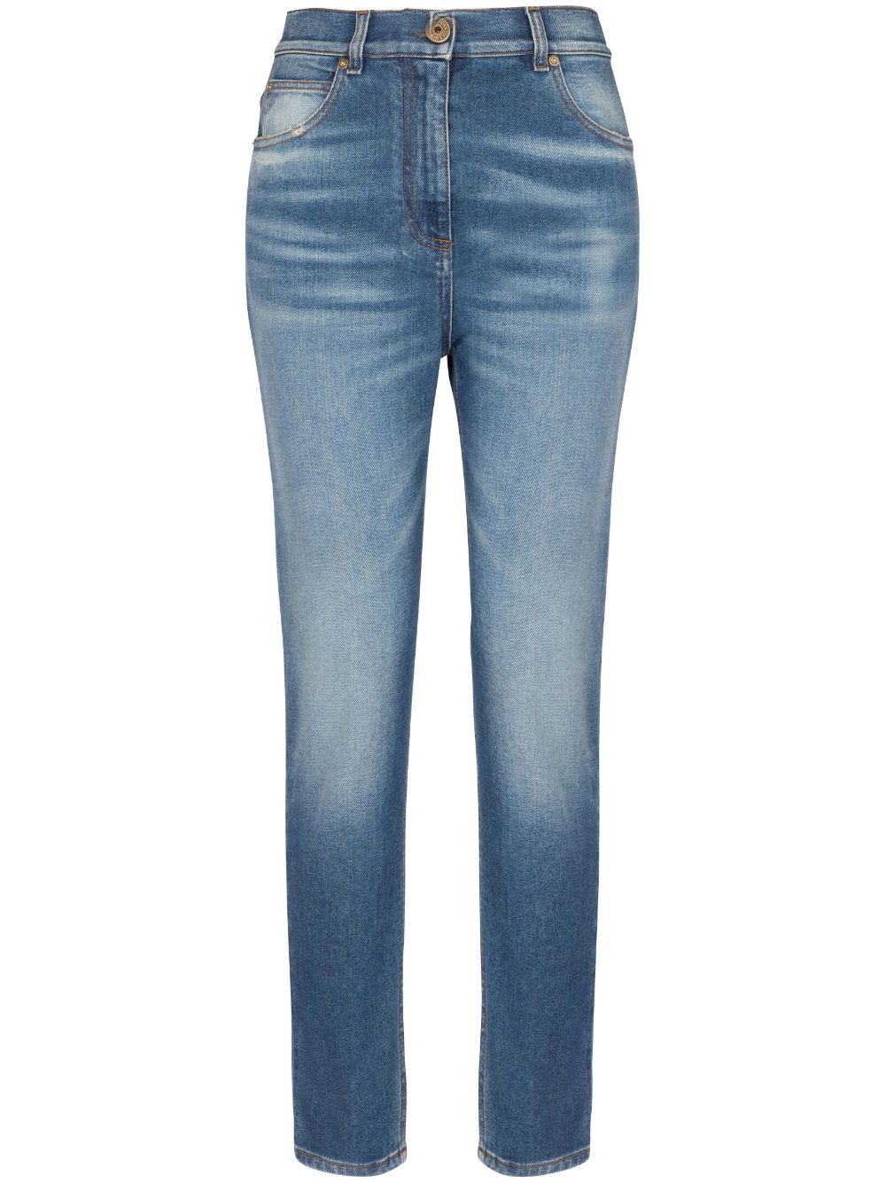Logo-plaque slim-cut jeans - Blue